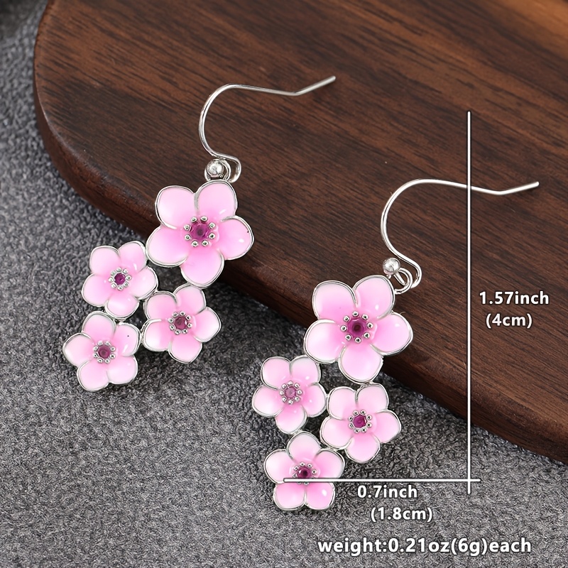 Vintage Copper Flower Hook Earrings, Handmade Dangle Drop Design